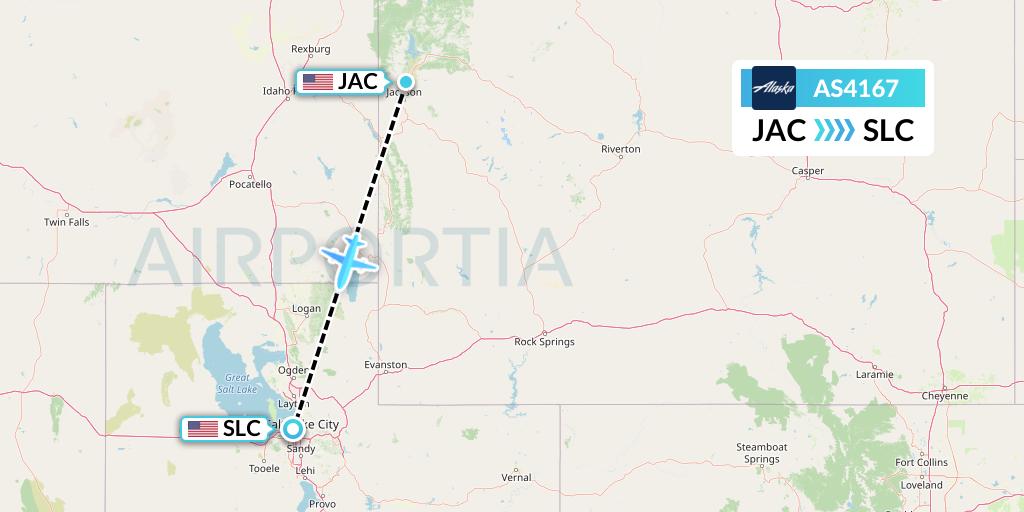 AS4167 Alaska Airlines Flight Map: Jackson to Salt Lake City