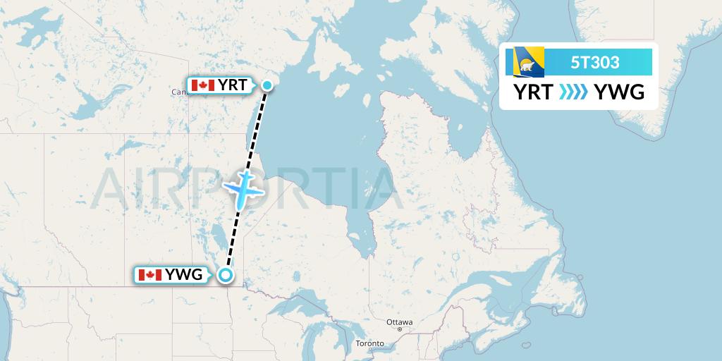 5T303 Canadian North Flight Map: Rankin Inlet to Winnipeg