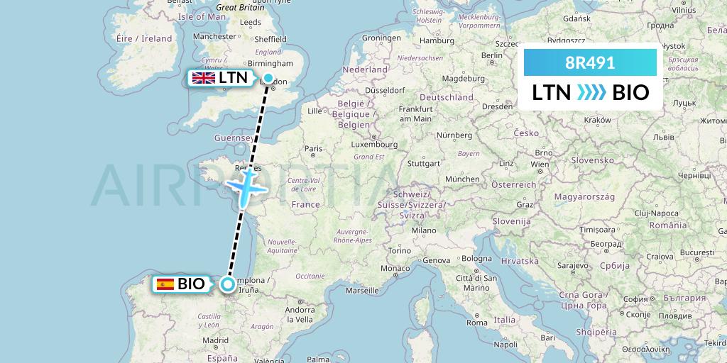 8R491 Amelia Flight Map: London to Bilbao