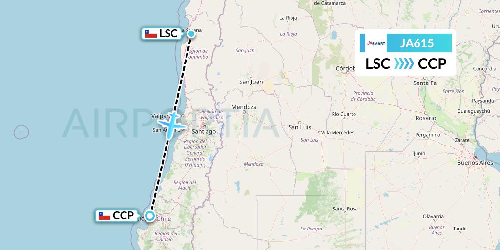 JA615 JetSMART Flight Map: La Serena to Concepcion