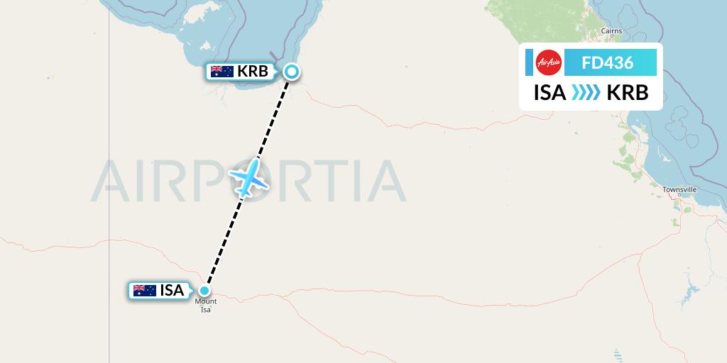 FD436 Thai AirAsia Flight Map: Mount Isa to Karumba