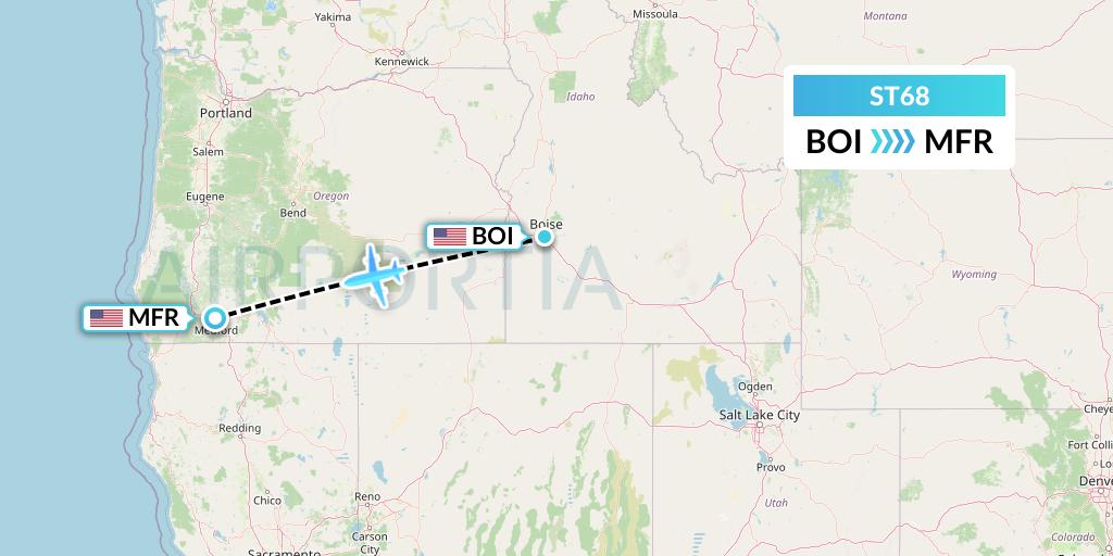 ST68 Air Thanlwin Flight Map: Boise to Medford