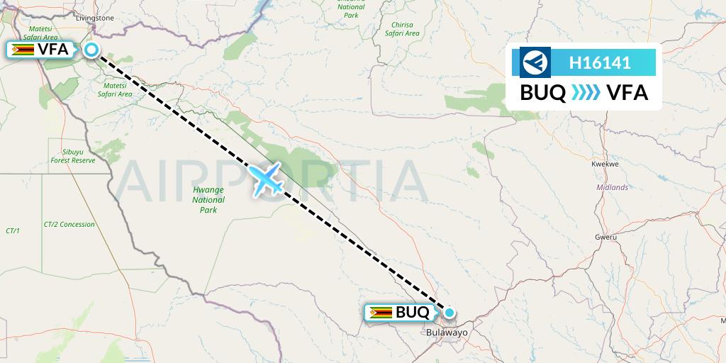 H16141 Hahn Air Systems Flight Map: Bulawayo to Victoria Falls