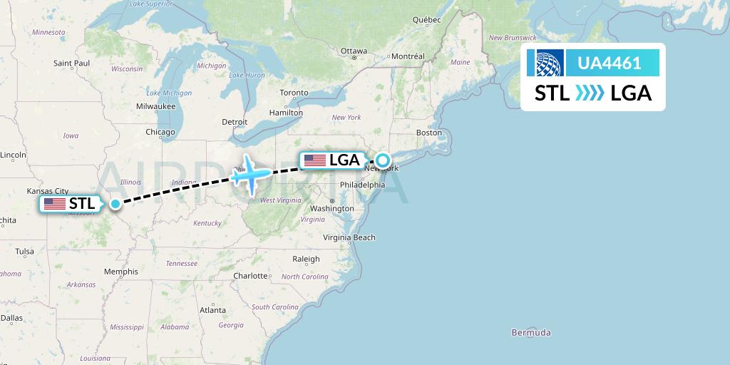 UA4461 United Airlines Flight Map: St. Louis to New York