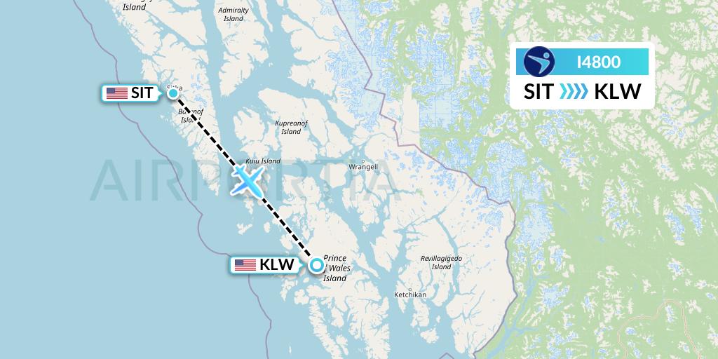 I4800 Island Air Express Flight Map: Sitka to Klawock