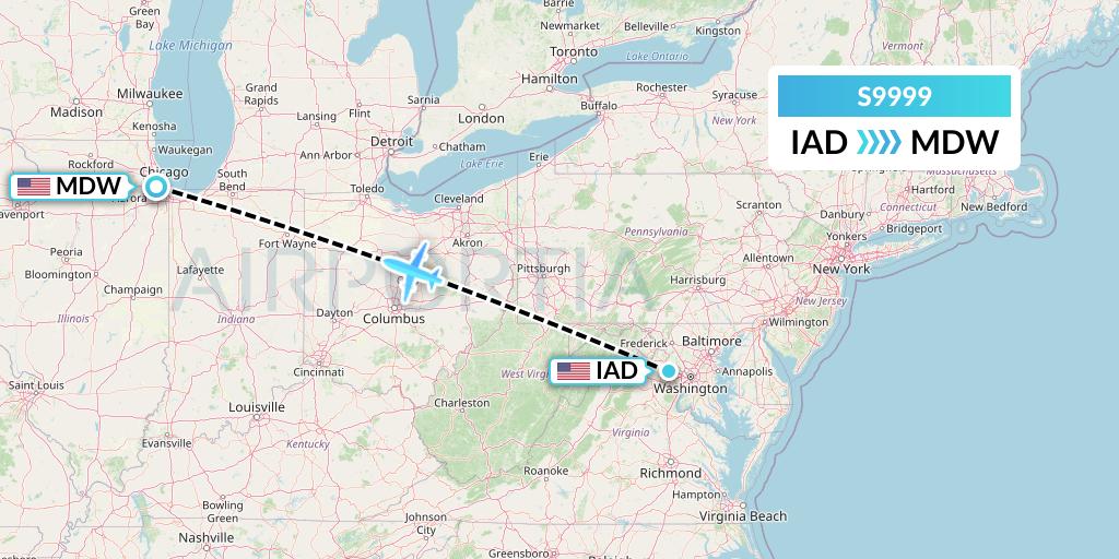 S9999 Flybig Flight Map: Washington to Chicago