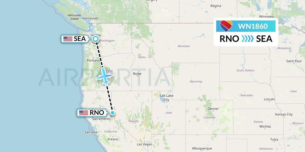 WN1860 Southwest Airlines Flight Map: Reno to Seattle