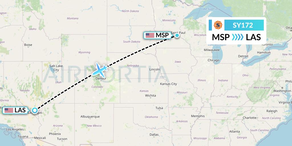 SY172 Sun Country Airlines Flight Map: Minneapolis to Las Vegas