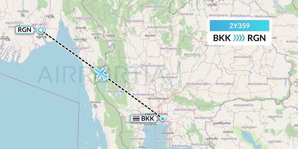 2Y359 PT. My Indo Airlines Flight Map: Bangkok to Yangon