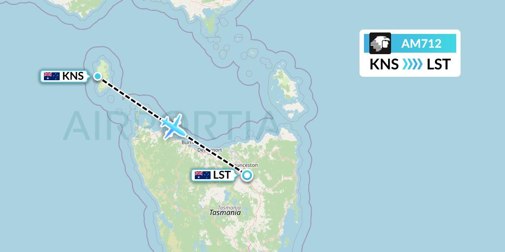 AM712 Aeromexico Flight Map: King Island to Launceston