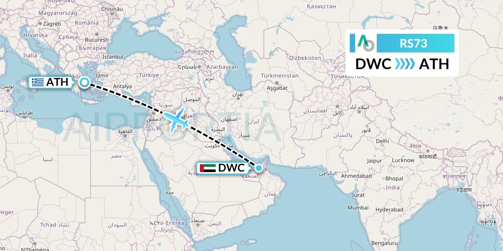 RS73 Air Seoul Flight Map: Dubai to Athens