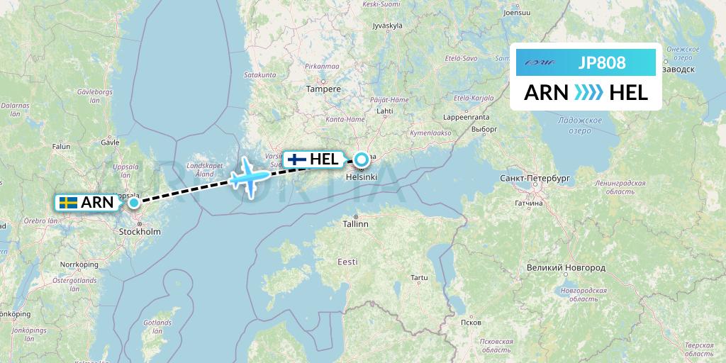 JP808 Adria Airways Flight Map: Stockholm to Helsinki