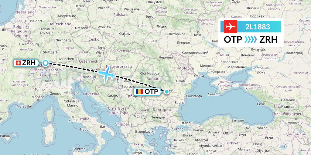 2L1883 Helvetic Airways Flight Map: Bucharest to Zurich