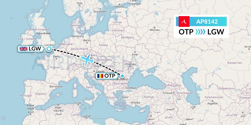 AP8142 AlbaStar Flight Map: Bucharest to London