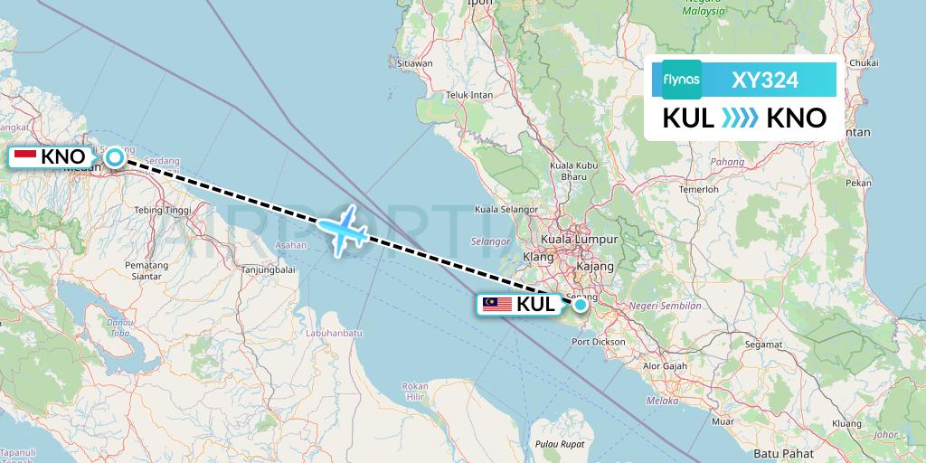 XY324 Flynas Flight Map: Kuala Lumpur to Medan