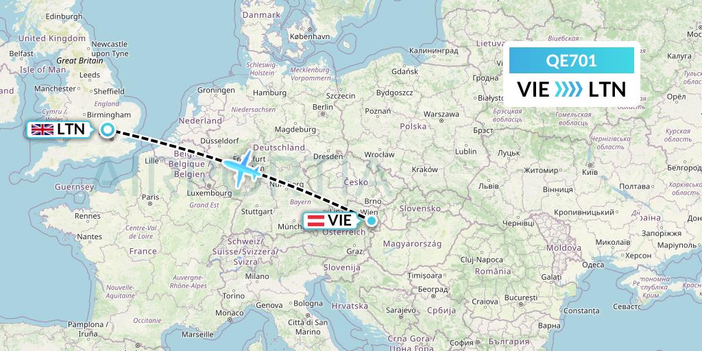 QE701 Air Moorea Flight Map: Vienna to London