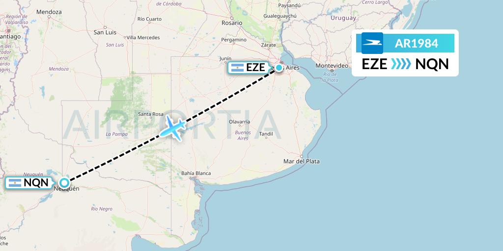 AR1984 Aerolineas Argentinas Flight Map: Buenos Aires to Neuquen