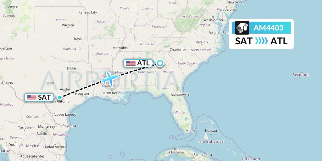 AM4403 Aeromexico Flight Map: San Antonio to Atlanta