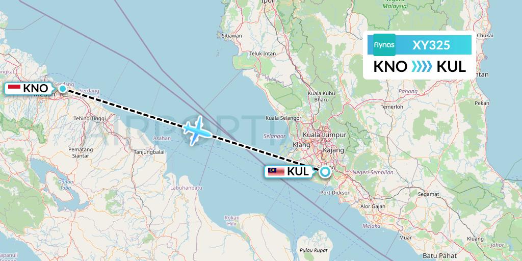 XY325 Flynas Flight Map: Medan to Kuala Lumpur