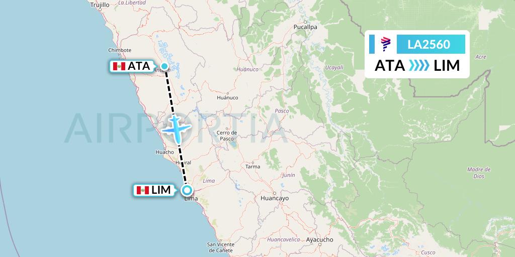 LA2560 LAN Airlines Flight Map: Anta to Lima