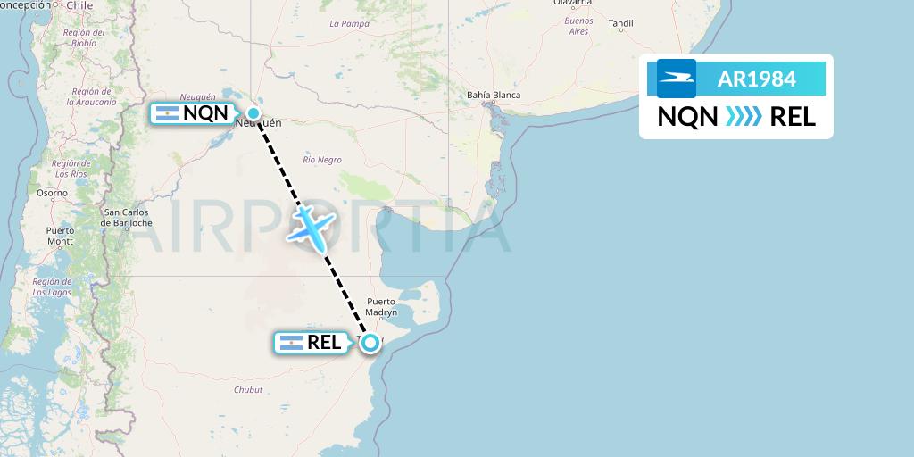 AR1984 Aerolineas Argentinas Flight Map: Neuquen to Trelew