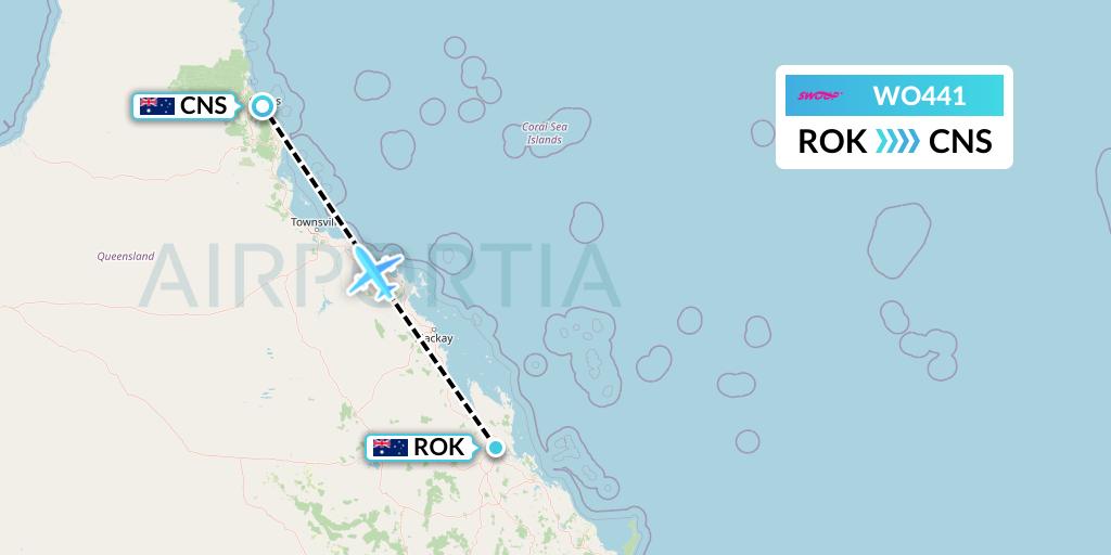 WO441 Swoop Flight Map: Rockhampton to Cairns