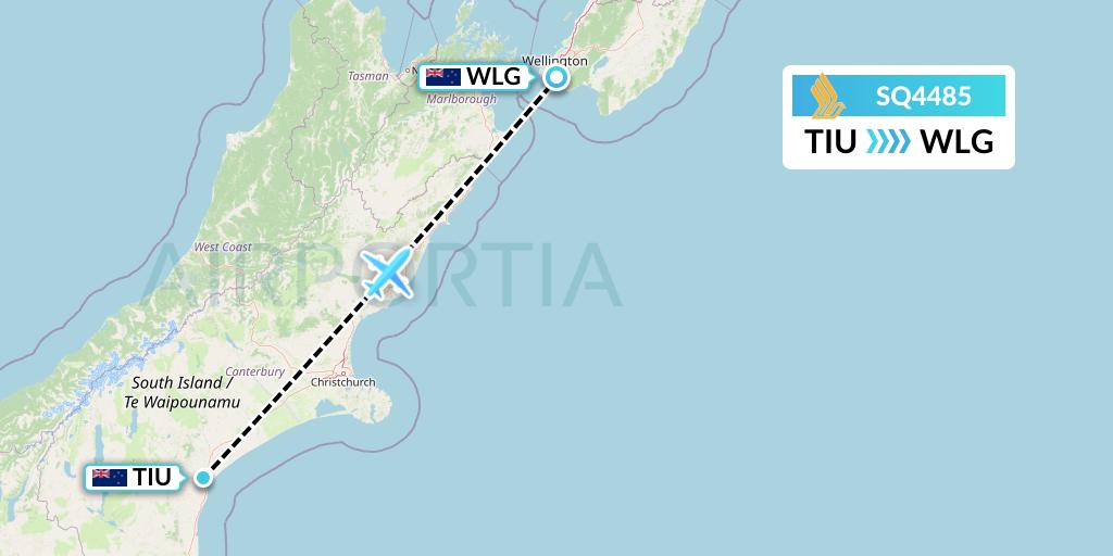 SQ4485 Singapore Airlines Flight Map: Timaru to Wellington