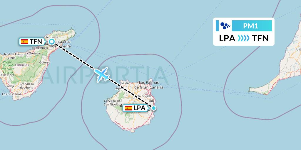 PM1 CanaryFly Flight Map: Las Palmas to Tenerife