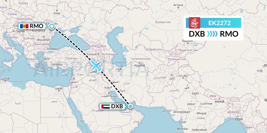 EK2272 Emirates Flight Map: Dubai to Chisinau