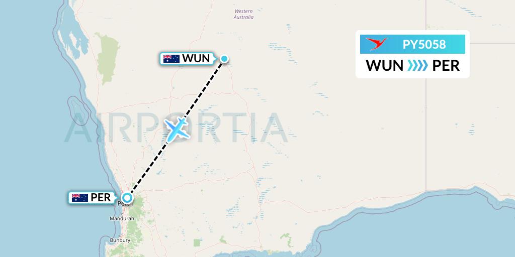 PY5058 Surinam Airways Flight Map: Australia to Perth