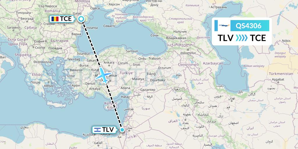 QS4306 Smartwings Flight Map: Tel Aviv to Tulcea