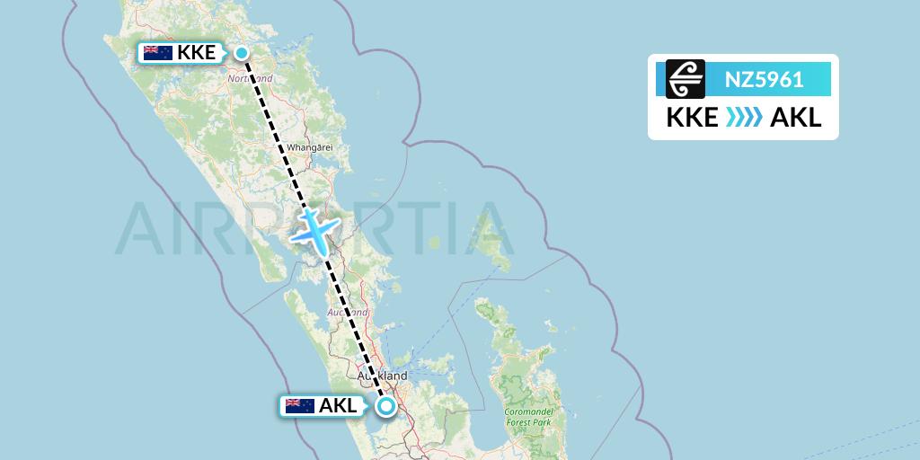 NZ5961 Air New Zealand Flight Map: Kerikeri to Auckland