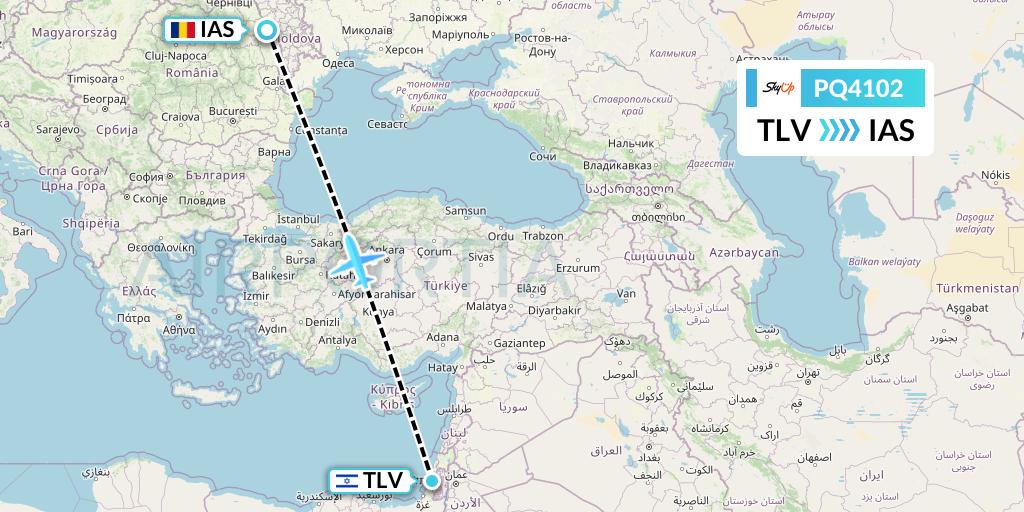 PQ4102 SkyUp Airlines Flight Map: Tel Aviv to Iasi
