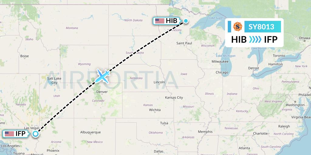 SY8013 Sun Country Airlines Flight Map: Hibbing to Bullhead City