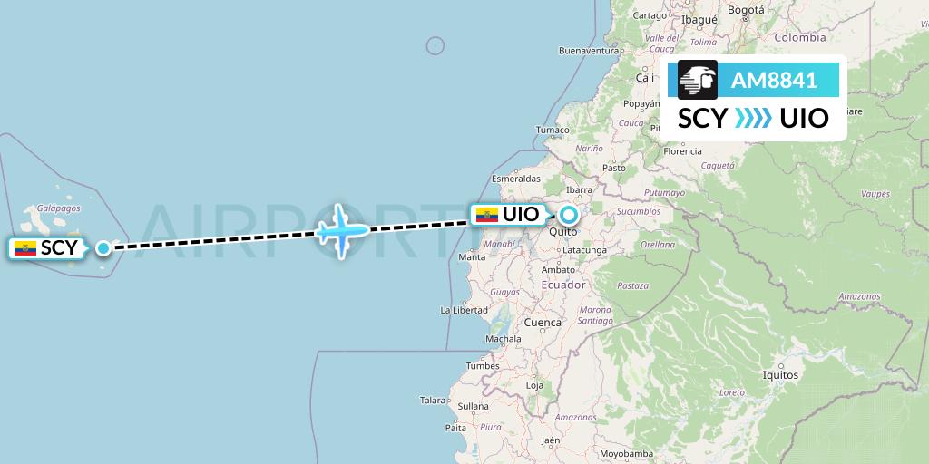 AM8841 Aeromexico Flight Map: San Cristobal to Quito