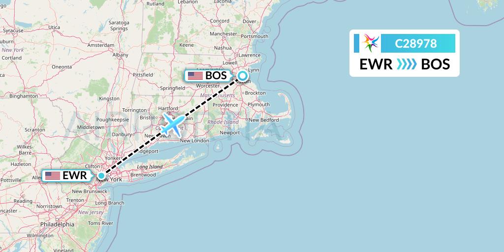 C28978 Ceiba Intercontinental Flight Map: New York to Boston