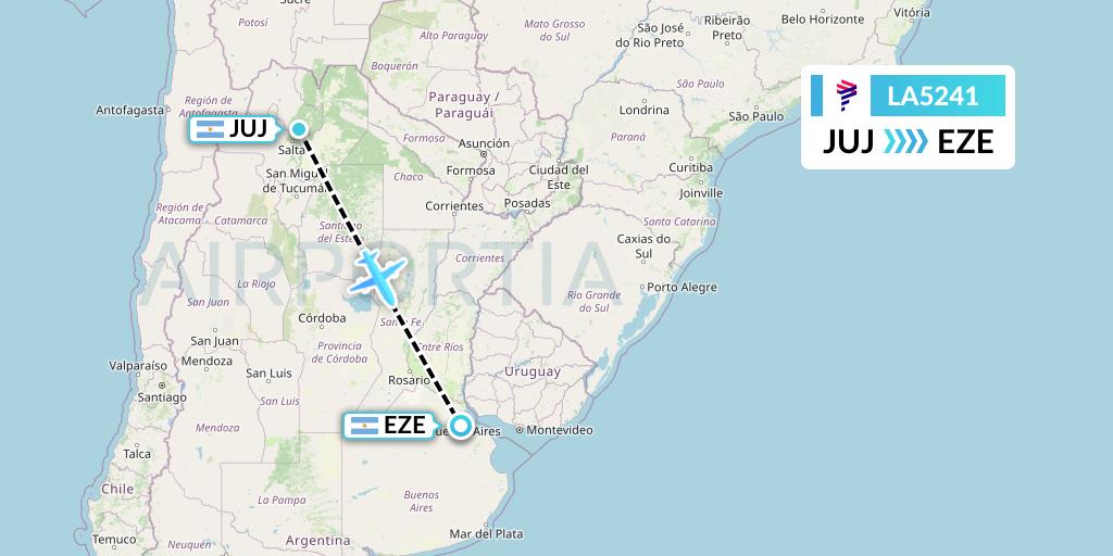 LA5241 LAN Airlines Flight Map: Jujuy to Buenos Aires