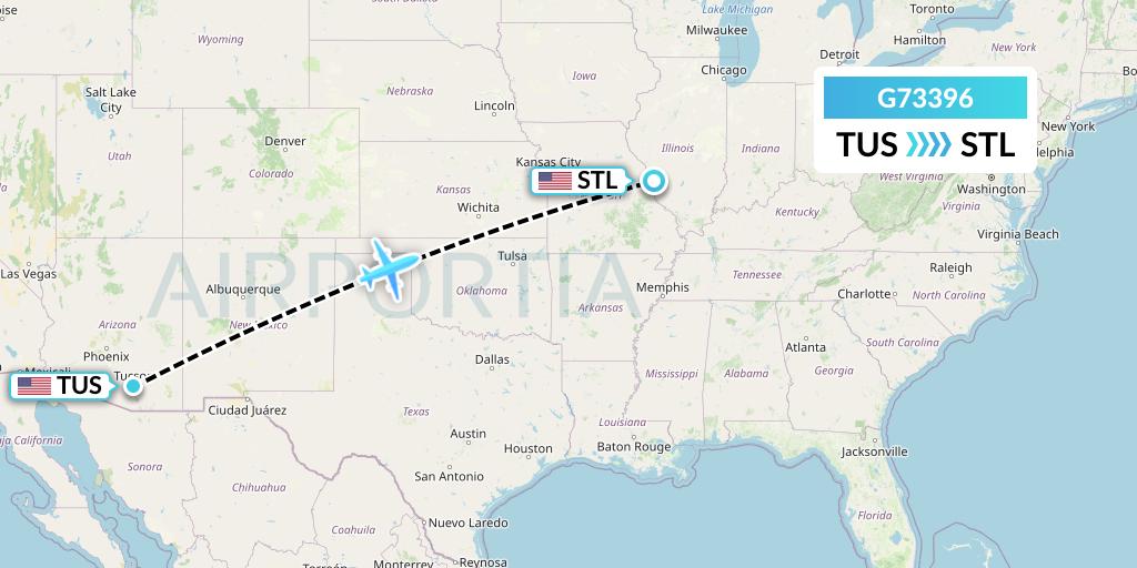 G73396 GoJet Flight Map: Tucson to St. Louis