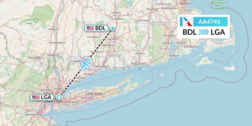 AA4745 American Airlines Flight Map: Windsor Locks to New York