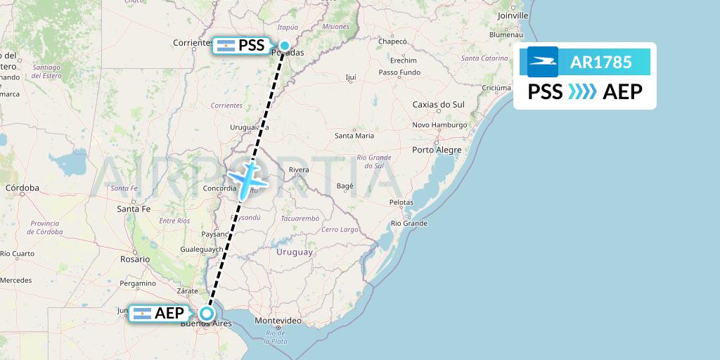 AR1785 Aerolineas Argentinas Flight Map: Posadas to Buenos Aires