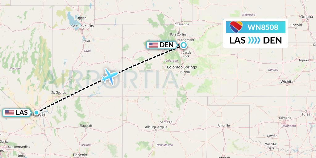 WN8508 Southwest Airlines Flight Map: Las Vegas to Denver