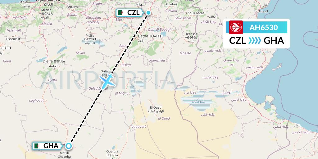 AH6530 Air Algerie Flight Map: Constantine to Ghardaia