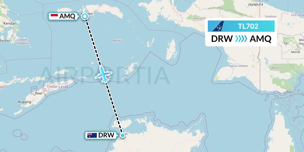TL702 Airnorth Flight Map: Darwin to Ambon