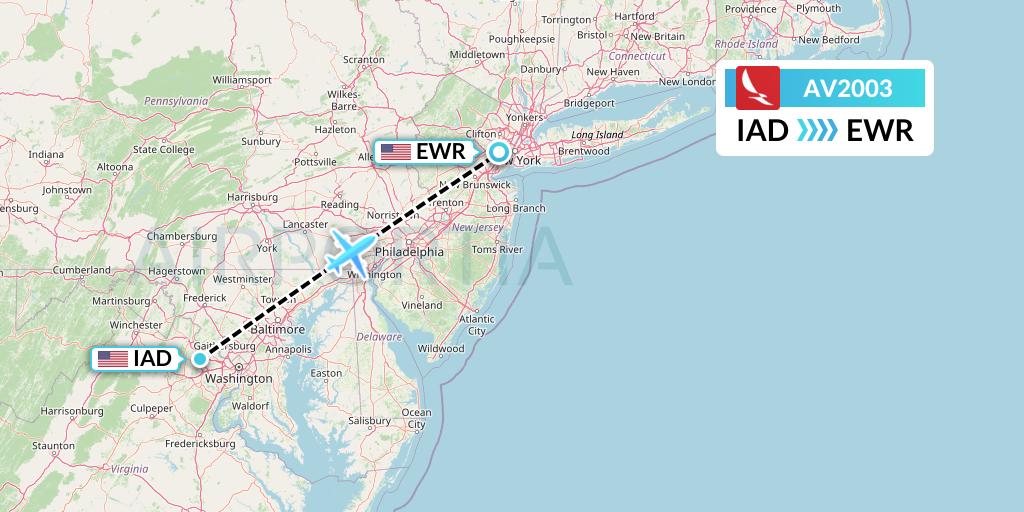 AV2003 Avianca Flight Map: Washington to New York