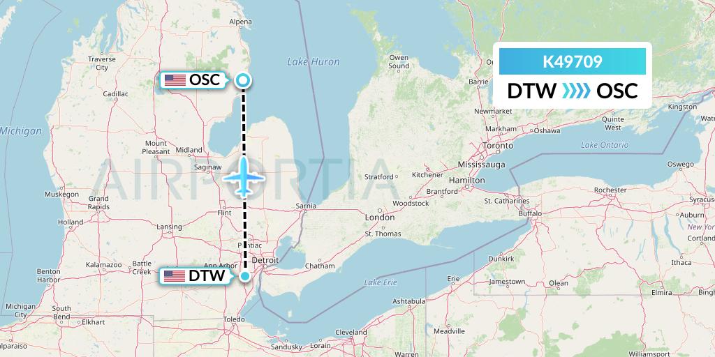 K49709 Kalitta Air Flight Map: Detroit to Oscoda