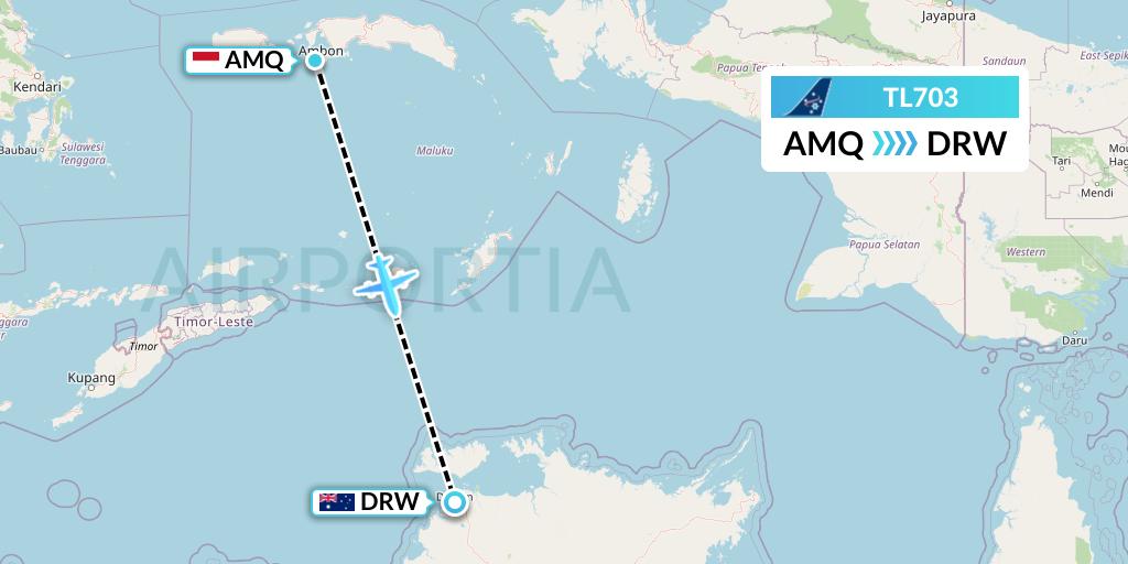 TL703 Airnorth Flight Map: Ambon to Darwin