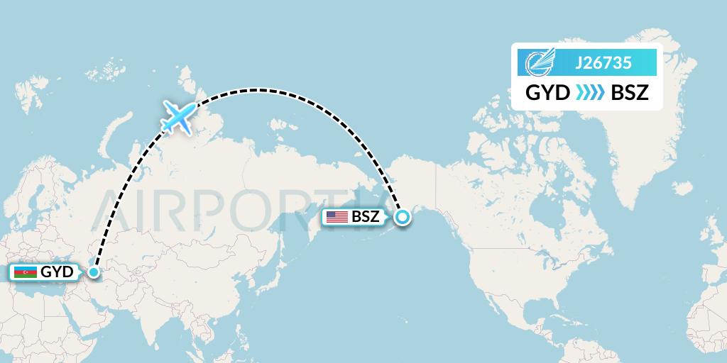 J26735 Azerbaijan Airlines Flight Map: Baku to Egegik