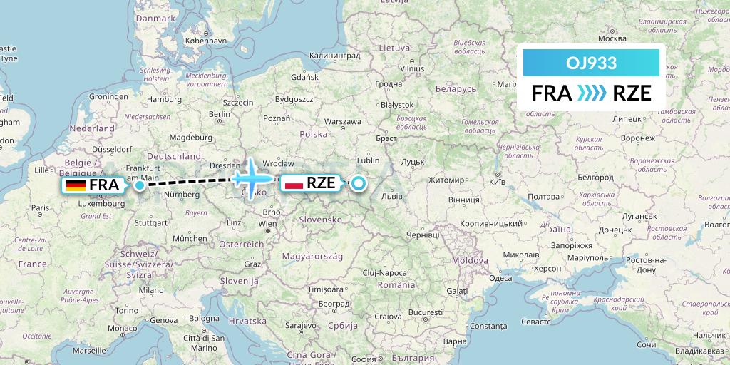 OJ933 NyxAir Flight Map: Frankfurt to Rzeszow
