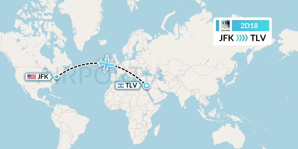 2D18 Dynamic Airways Flight Map: New York to Tel Aviv