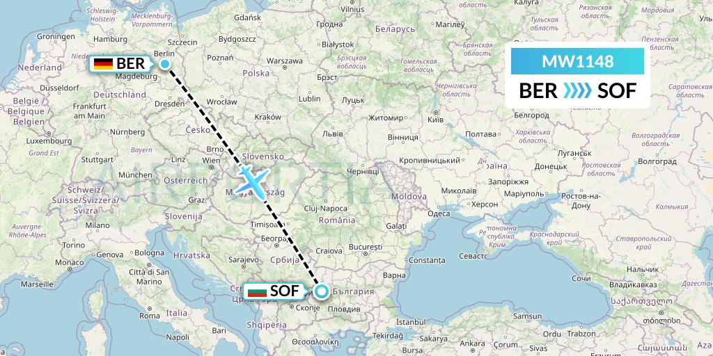 MW1148 Mokulele Flight Service Flight Map: Berlin to Sofia